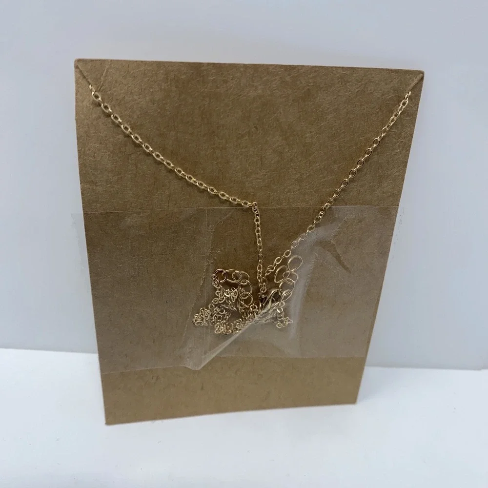 Cat Lover Paw Print Charm Gold Tone Fashion Necklace NWT